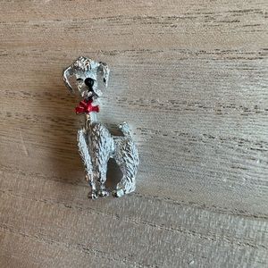 Vintage Silver Tone Dog Brooch